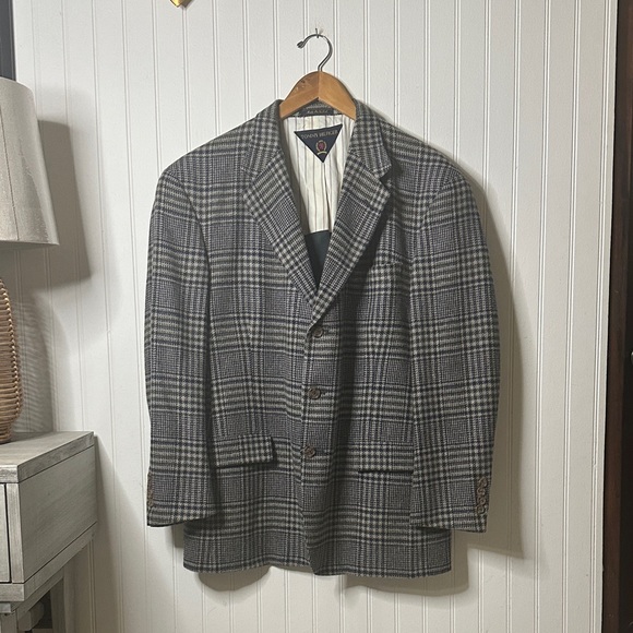 Tommy Hilfiger Other - Tommy Hilfiger Gray, Blue and Green Wool Plaid Blazer Jacket sz 42S
